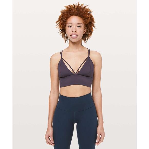 Lululemon Pushing Limits Bra Cyber Purple Size 6 Strappy Longline - Picture 2 of 9